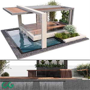 Pergola With Water & Plants